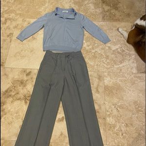 Brooks Brothers Grey Pants and matching light blue sweater